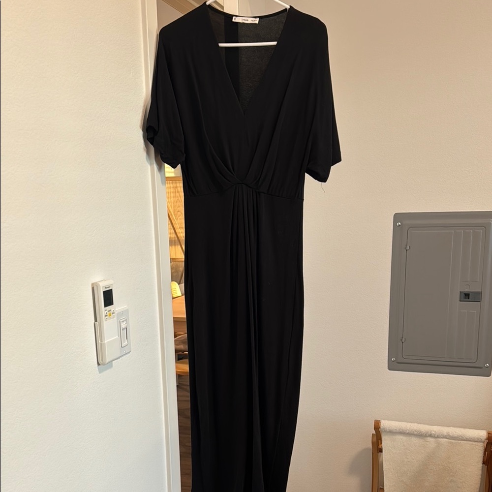 Mango Black Maxi Gown With Flutter Sleeves And V-… - image 2